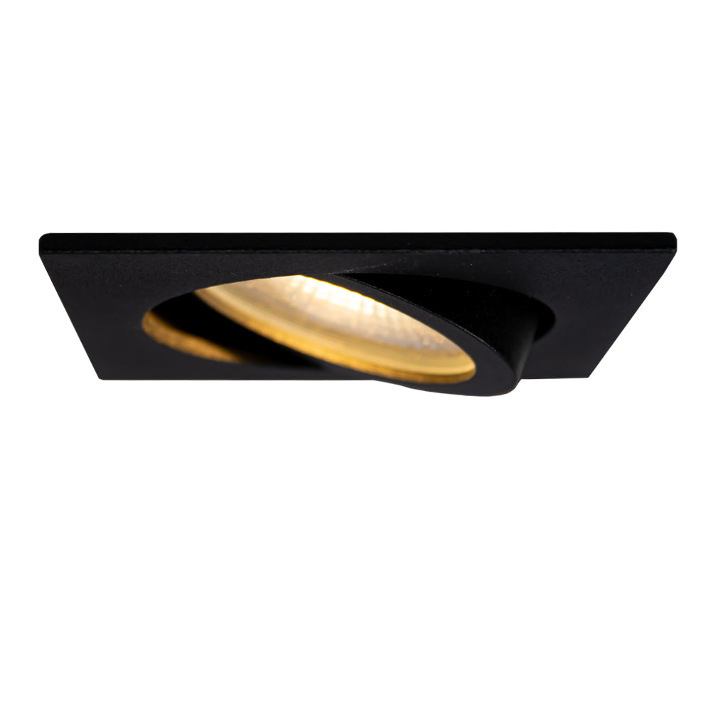 LED Dimbare inbouw spot 6W | Vierkant | Ø75mm | Zwart | 2700K warm wit | Aan foto 2