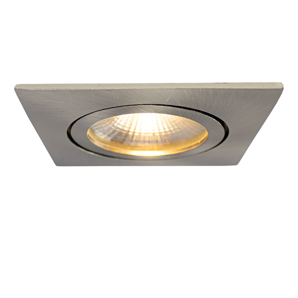 LED Dimbare inbouw spot 6W | Vierkant | Ø75mm | Zilver | 2700K warm wit | Onderkant | Aan foto 1