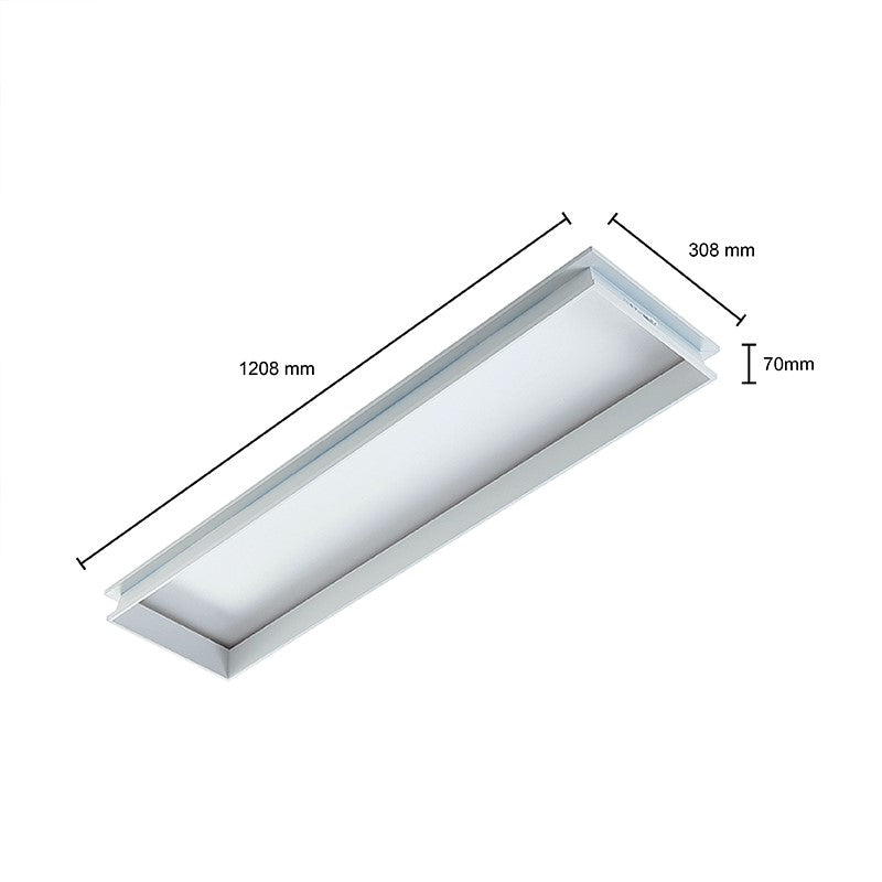 Inbouwframe systeemplafond | LED Paneel 120x30cm | Dakraam look