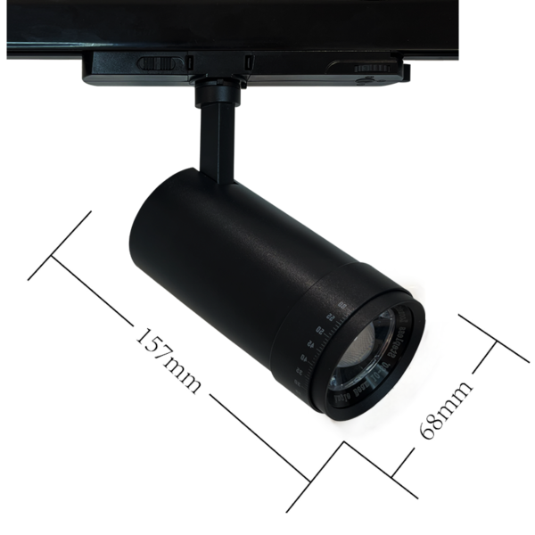 DALI 3-Fase Railspot | Zoomable | CCT-Lichtkleur instelbaar | Zwart