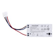 Vooraanzicht van de HAISEN HD011SR elektronische lichtschakelingcontroller met bedrading, geschikt voor 220-240V en maximaal 100W belasting, inclusief CE- en RoHS-certificering.