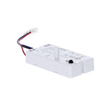 Zijaanzicht van de TASEN HF SENSOR LS-202A, een witte microgolfsensor met bedrading en detectiestift, gebruikt voor automatische lichtregeling in verlichtingssystemen.