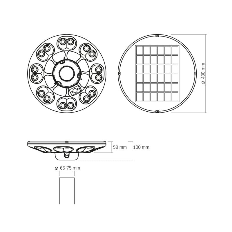 Solar straatlantaarn | Met bewegingssensor | 1400 Lumen