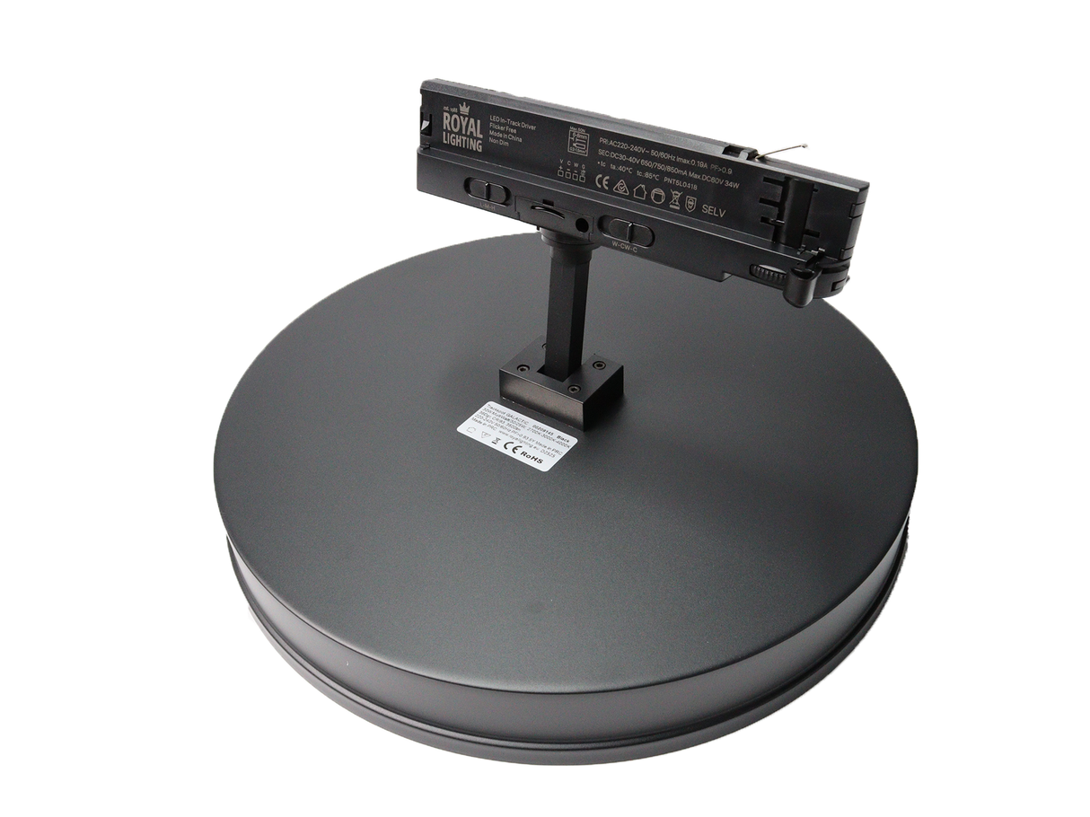 3 Fase Railarmatuur UFO | GALACTIC | 20-25-30 Wattage-Switch | CCT-Switch | Zwart