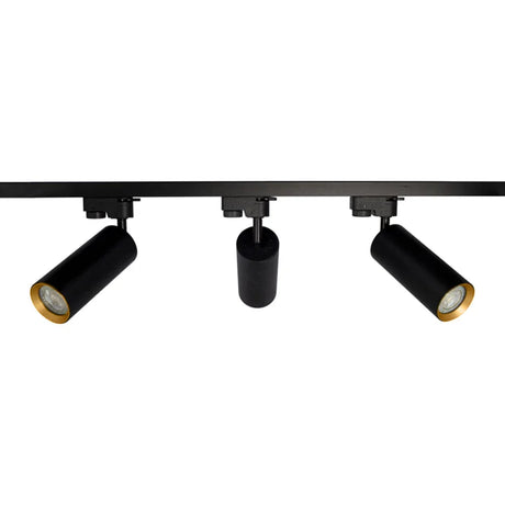 LED 1-fase Rails | Zwart met gouden ring | 1 Meter | Inclusief 3 railspots