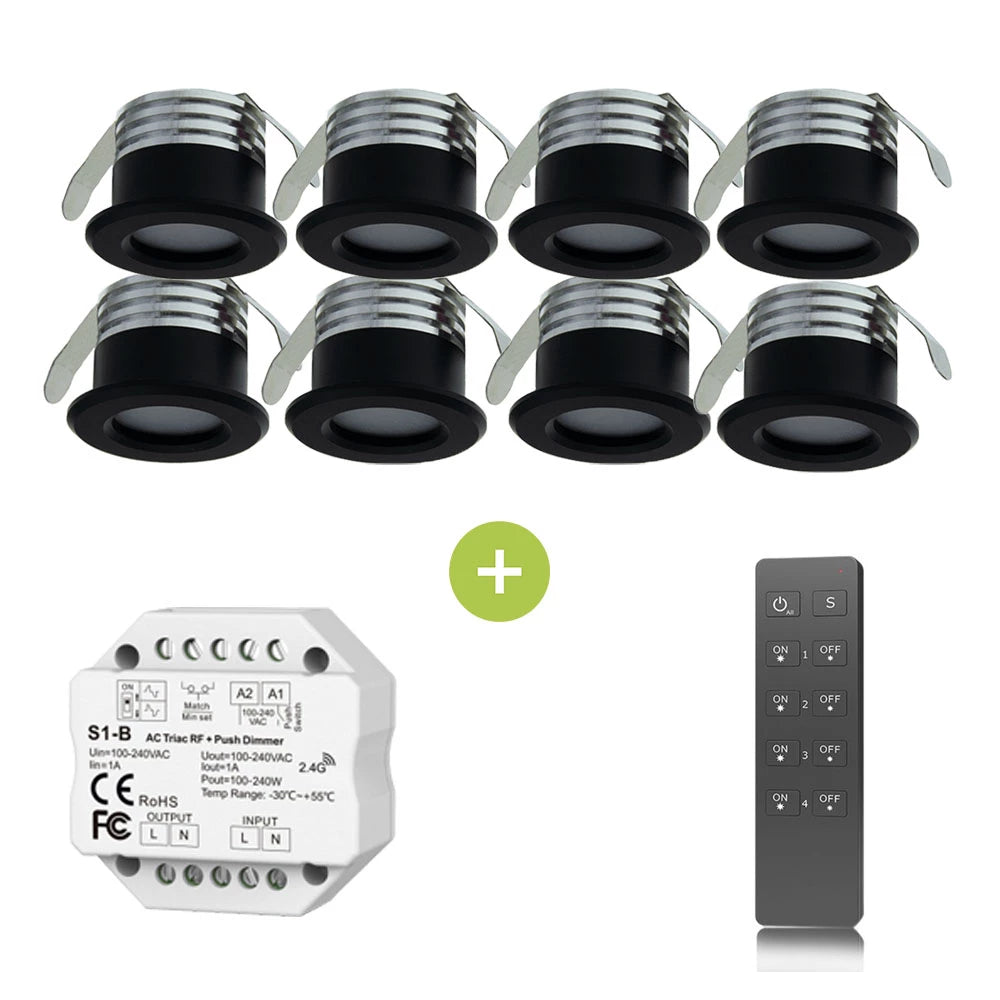 Bundel | LED Veranda inbouwspot | Ø31mm | 1.5 W | Dimbaar - Zwart | 8 Stuks