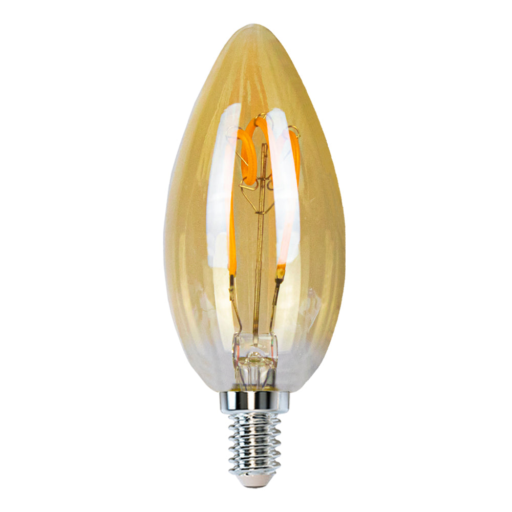 LED Amber kaarslamp met spiraal 4W | dimbaar | E14 | 2200K - vooraanzicht lamp uit