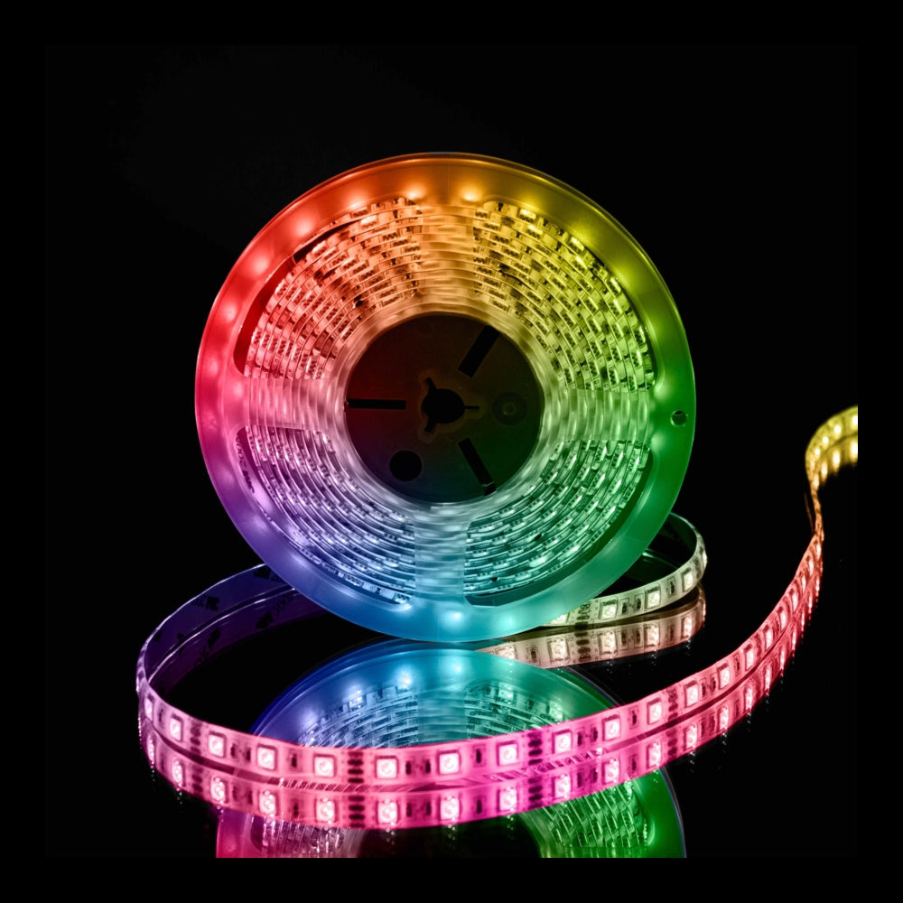 Complete RGB LED strip alle kleuren - dimbaar - vooraanzicht - 12 volt - inclusief afstandsbediening