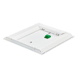 Achteraanzicht van een wit LED paneel armatuur met zichtbare bedrading en aansluitpunten, geschikt voor plafondmontage in systeemplafonds.