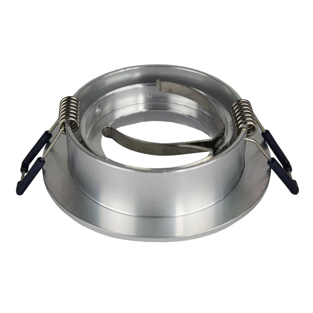 Aluminium slangkoppeling met hendels en terugslagklep, bovenaanzicht van het product met zicht op de interne klep en veermechanisme.