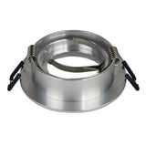 Aluminium slangkoppeling met hendels en terugslagklep, bovenaanzicht van het product met zicht op de interne klep en veermechanisme.