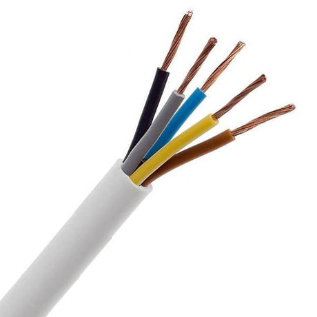 Flexibele H05VV-F Kabel - 5 x 1,5mm2 aders - 100 meter - Wit