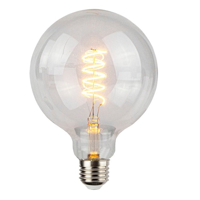 LED Filament Globe lamp spiraal | 125mm | 4 Watt | Dimbaar | 2200K - lamp aan