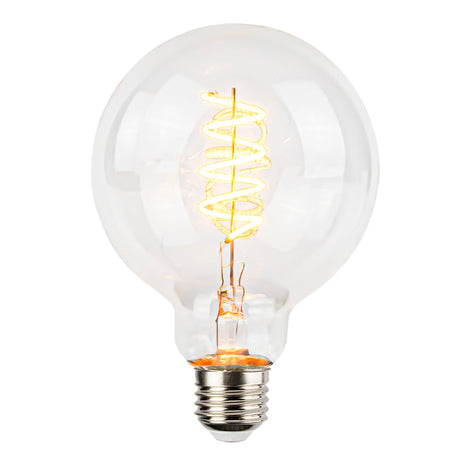 LED Filament Globe lamp spiraal | 95mm | 4 Watt | Dimbaar | 2200K - lamp aan