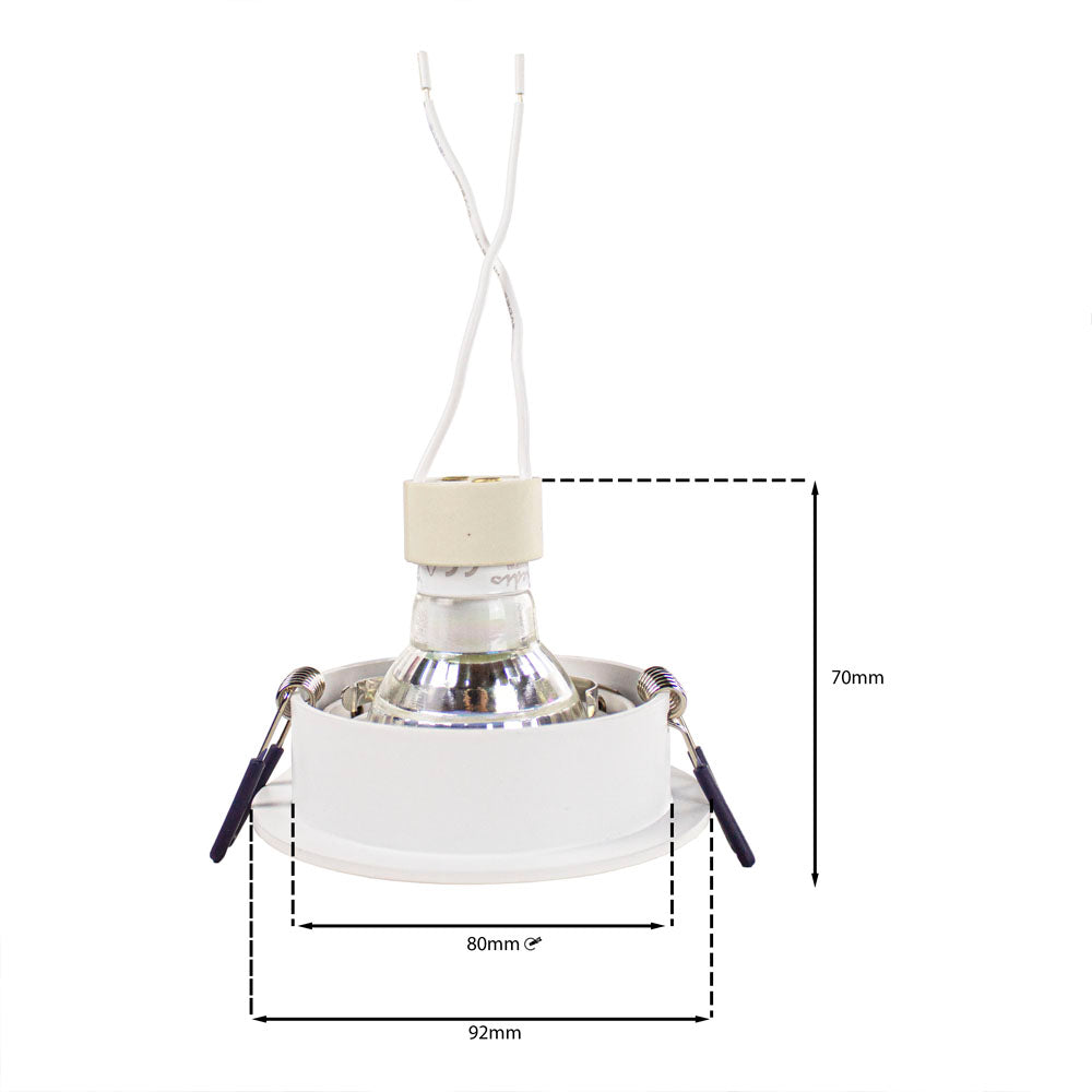 LED armatuur inbouw wit rond 80 mm voor gu10 spots - afmetingen