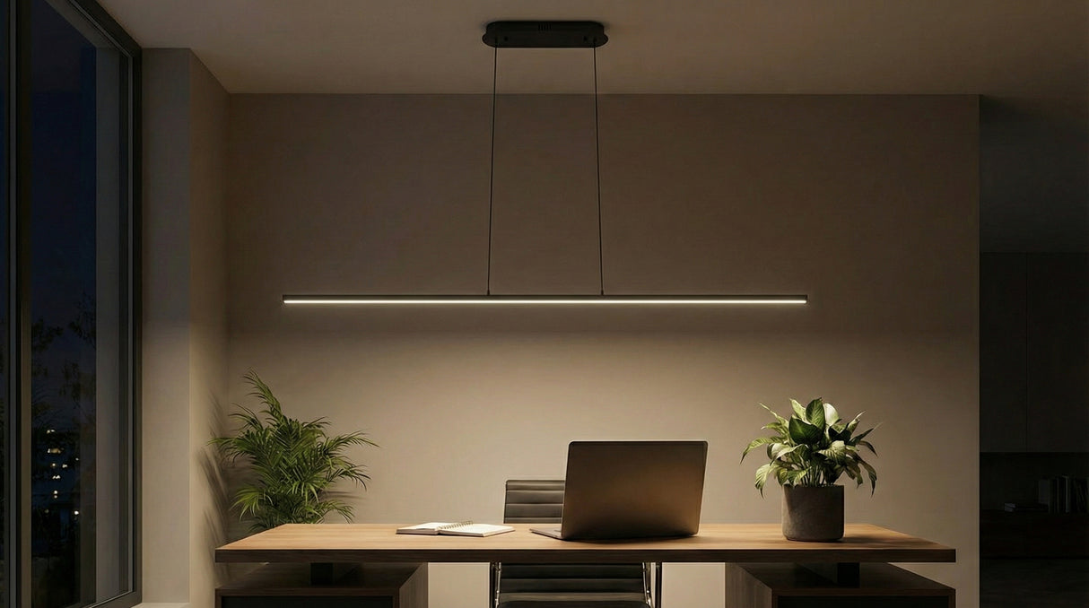 Langwerpige hanglamp 120cm | Zwart | Lineair | 20 watt | 4000K