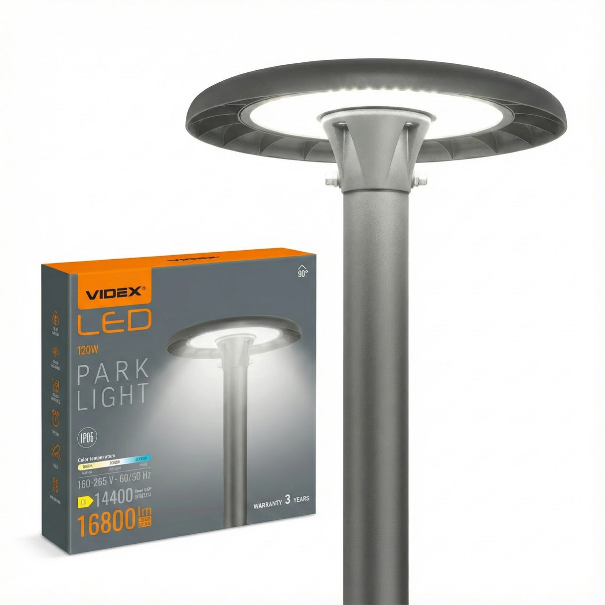 LED Parklamp / Straatlamp | 80 Watt | CCT - Lichtkleur | 80W/100W/120W - Wattage instelbaar | IP65