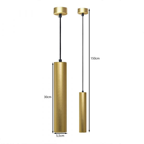 LED Hanglamp goud GU10 fitting 30 cm - afmetingen