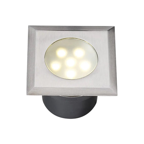 LED grondspot buiten op 12 volt ip67 - zilver - 1 watt - vooraanzicht