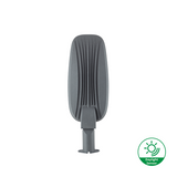 LED straatverlichting met daglichtsensor, achteraanzicht op grijze aluminiumbehuizing met koelribben, geschikt voor duurzame buitenverlichting.