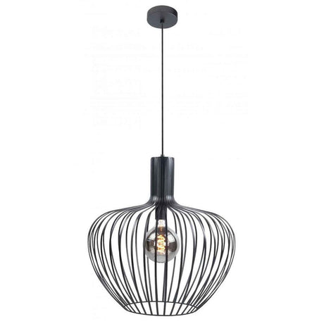 Hanglamp Mela diameter 50 cm zwart e27 fitting - voorkant lampenkap