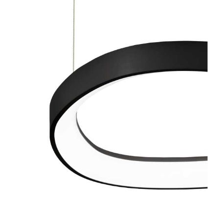 Moderne Oval Hanglamp | Black ring | Ø42.5cm | 3000K - Warm wit