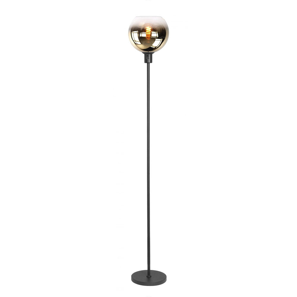 LED vloerlamp statief zwart E27 fitting - met gouden kap