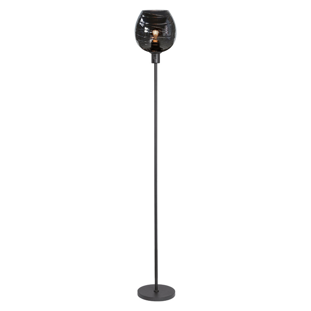 LED vloerlamp statief zwart E27 fitting - met grijze kap