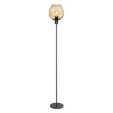 LED vloerlamp statief zwart E27 fitting - met gouden kap