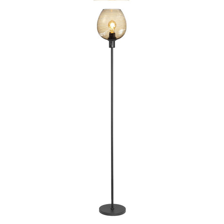 LED vloerlamp statief zwart E27 fitting - met gouden kap