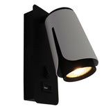 Bedlamp Zwart/ wit | Tulip | USB+C oplaadpoort | GU10 fitting | Aan foto