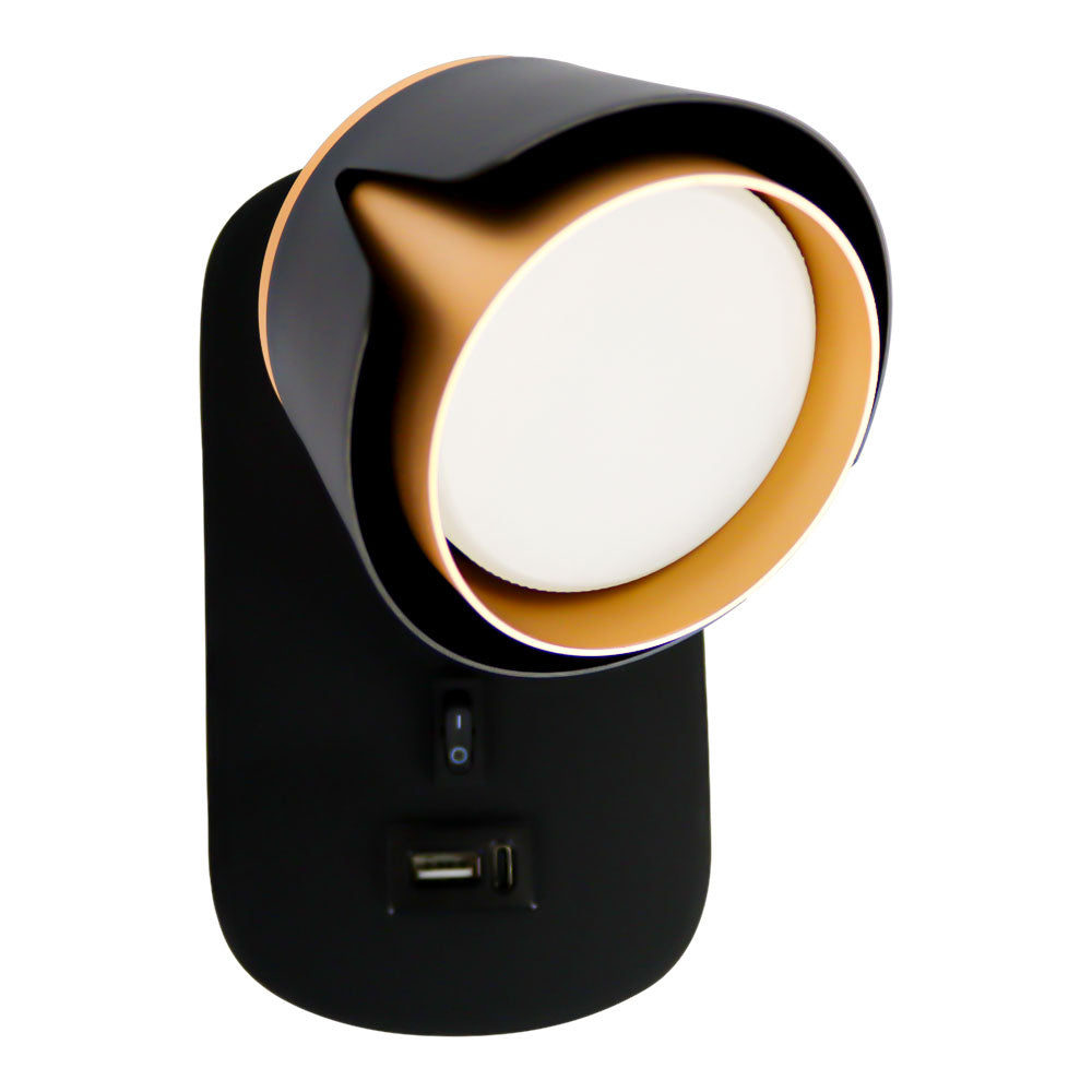 Bedlamp Zwart/ Goud | Tulip | USB+C oplaadpoort | GX53 fitting | Voor perspectief