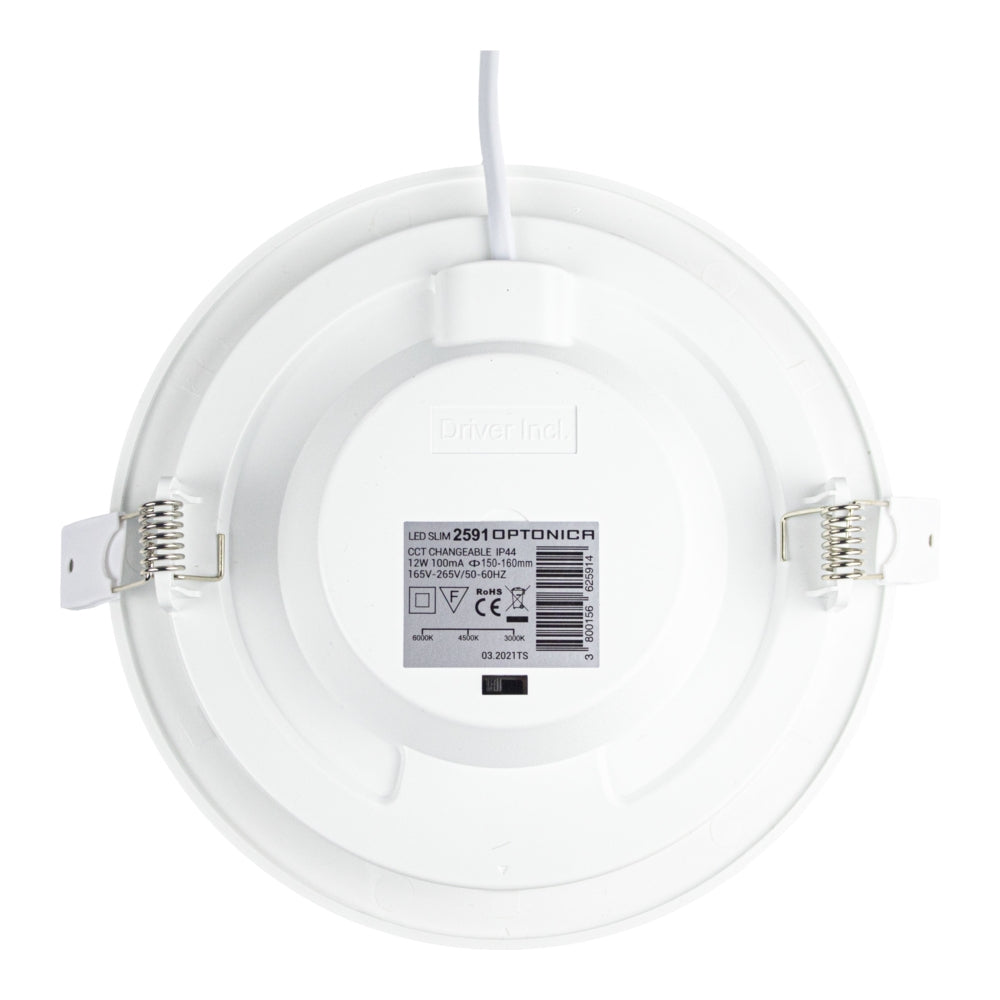 LED inbouw downlight rond-12W-Ø160mm-CCT - 3 lichtkleuren-achteraanzicht