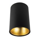 Opbouw spot armatuur zwart met goud | 97 x 140mm | Rond | incl. GU10 fitting