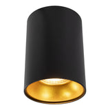 Opbouw spot armatuur zwart met goud | 85 x 100mm | Rond | incl. GU10 fitting