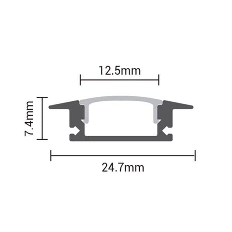 Inbouw profiel voor LED strips - 2 meter - inclusief afdek cover - afmetingen