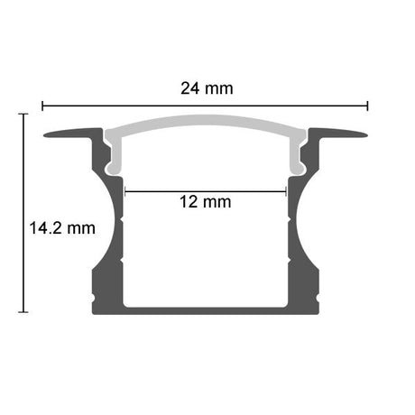 Inbouw profiel voor LED strips - 2 meter - inclusief afdek cover - zilver - afmetingen