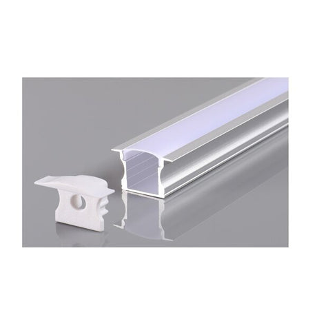 Inbouw profiel voor LED strips - 2 meter - inclusief afdek cover - zilver - vooraanzicht