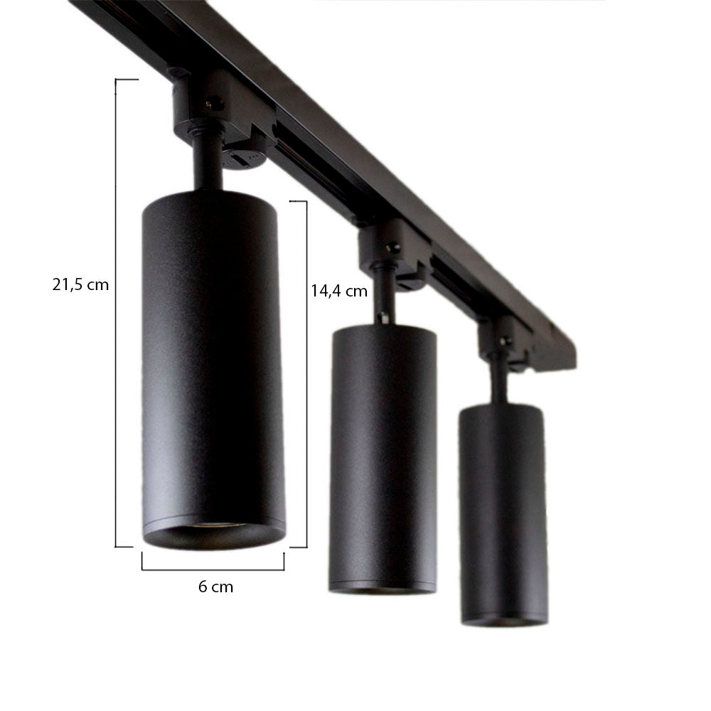 LED 1-fase Railspot met GU10 fitting | Zwart