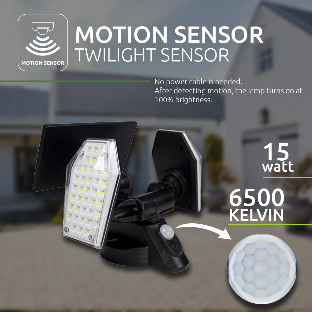 LED Bouwlamp op Solar Bewegingssensor 15 Watt 6500K - incl. motion sensor