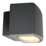 LED Cube Buiten Wandlamp E27 IP55 Grijs - zijaanzicht warm wit