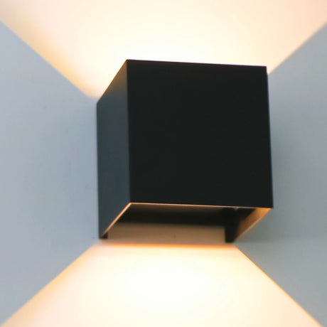 Bundel | LED Cube Wandlamp 6W | DIMBAAR | IP65 | zwart | 4 stuks