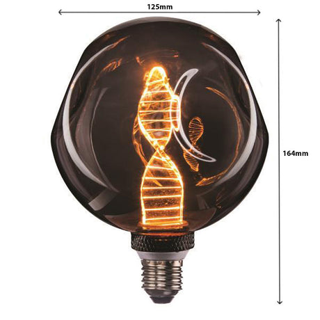 LED filament lamp E27 fitting vooraanzicht smoked dimbaar - afmetingen