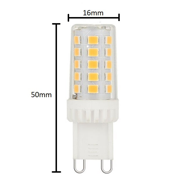 LED G9 spot - lamp - warm wit - 3000K - voorkant - afmetingen