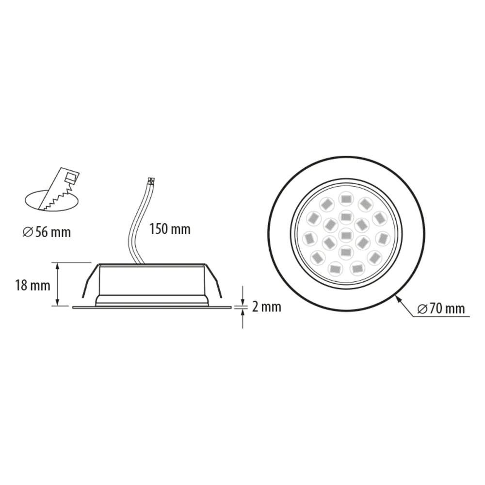 LED Kastverlichting inbouw spot - RVS look - 4W- 4200K - 230V