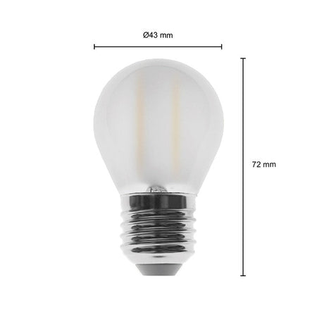 LED Mini Filament lamp dimbaar - Frosted glas - 2W - G45 - E27 - 2700K - afmetingen