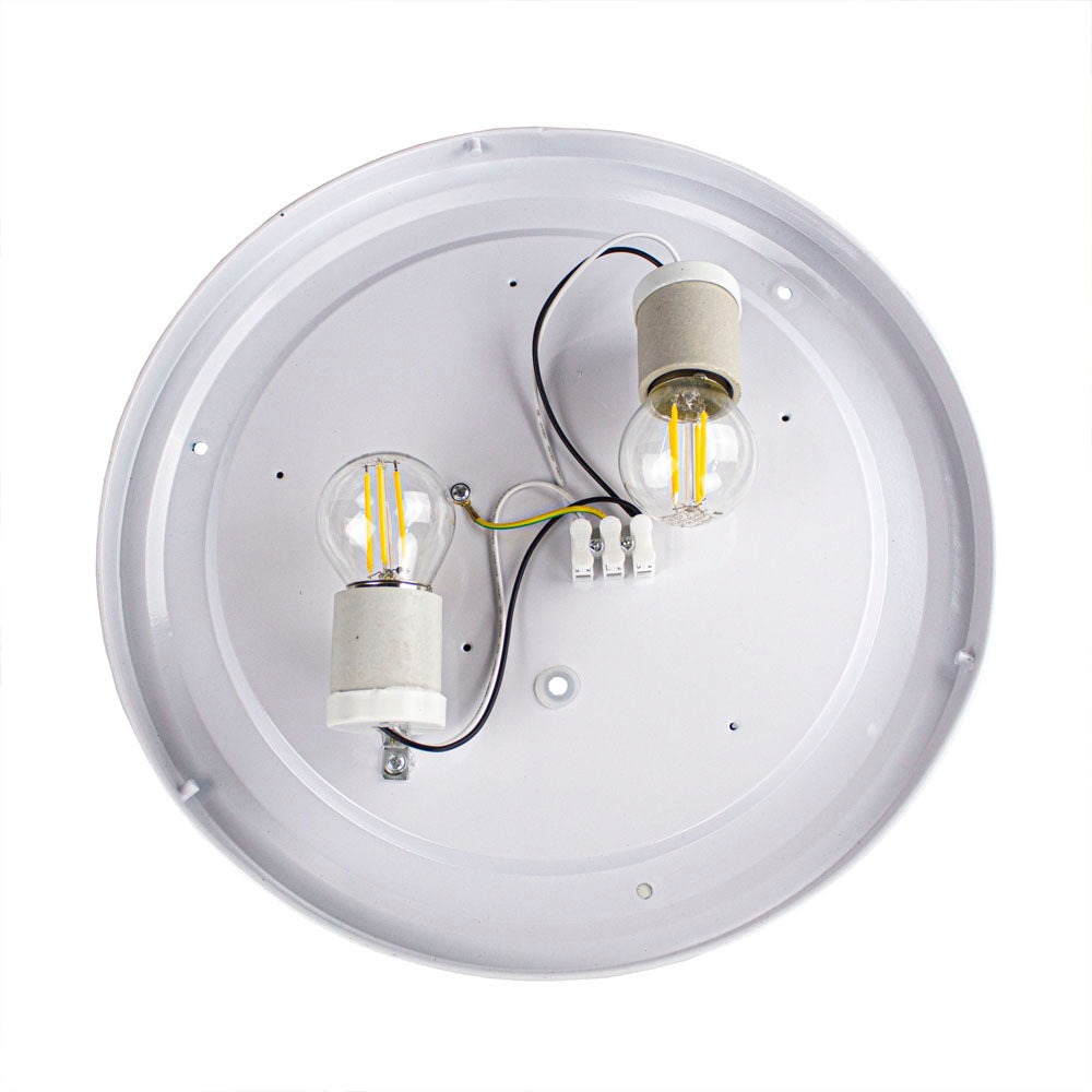 LED Plafondlamp met 2 x E27 fitting rond zwart met wit - met 2 lampen