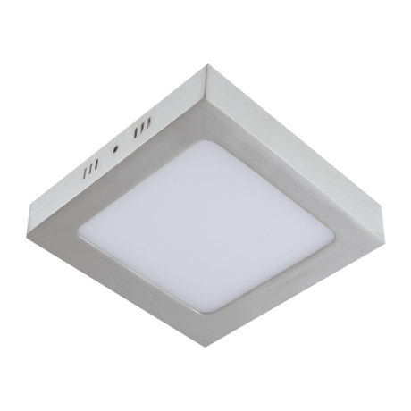 LED Plafondlamp vierkant - 12 watt - Mat chrome - IP20 - 4000K (naturel wit) - vooraanzicht