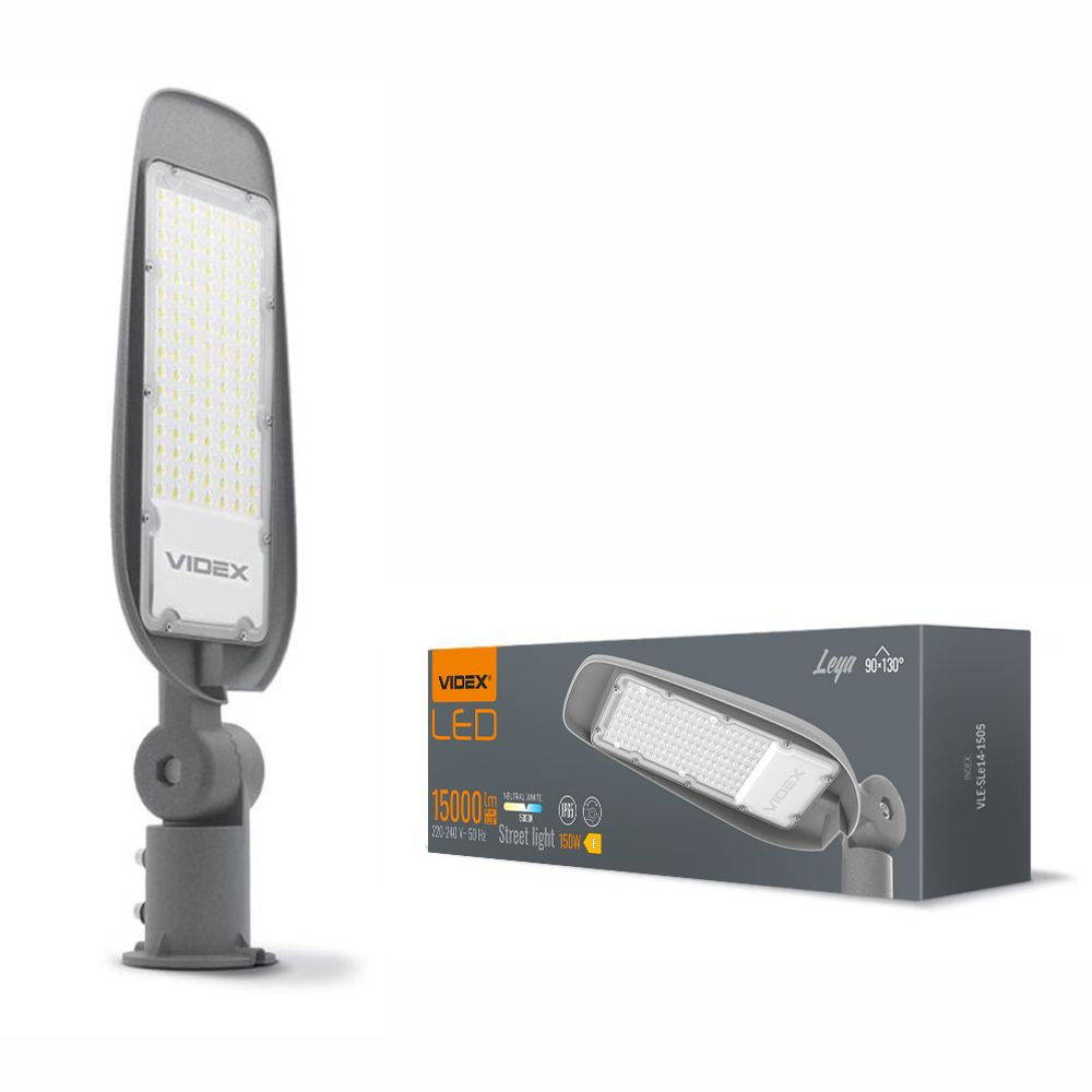 LED Straatlamp Videx - Kantelbaar - 150W - IP65 - 100lmw - 5000K - vooraanzicht