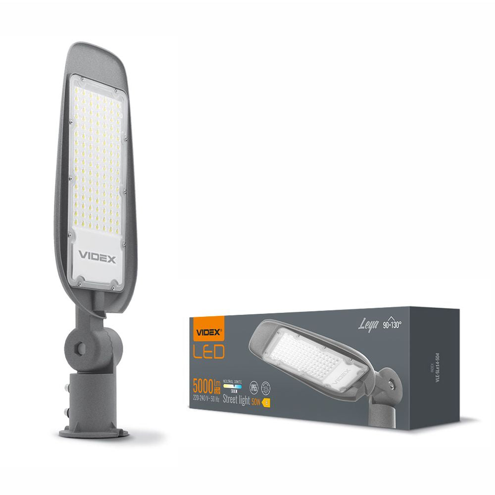 LED Straatlamp Videx - Kantelbaar - 50W - IP65 - 100lmw - 5000K - vooraanzicht